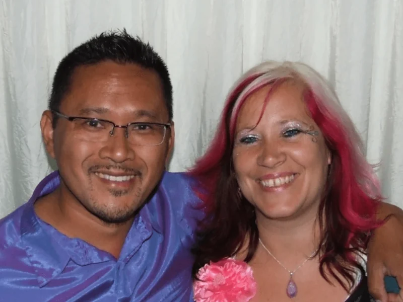 Festival guests smiling together